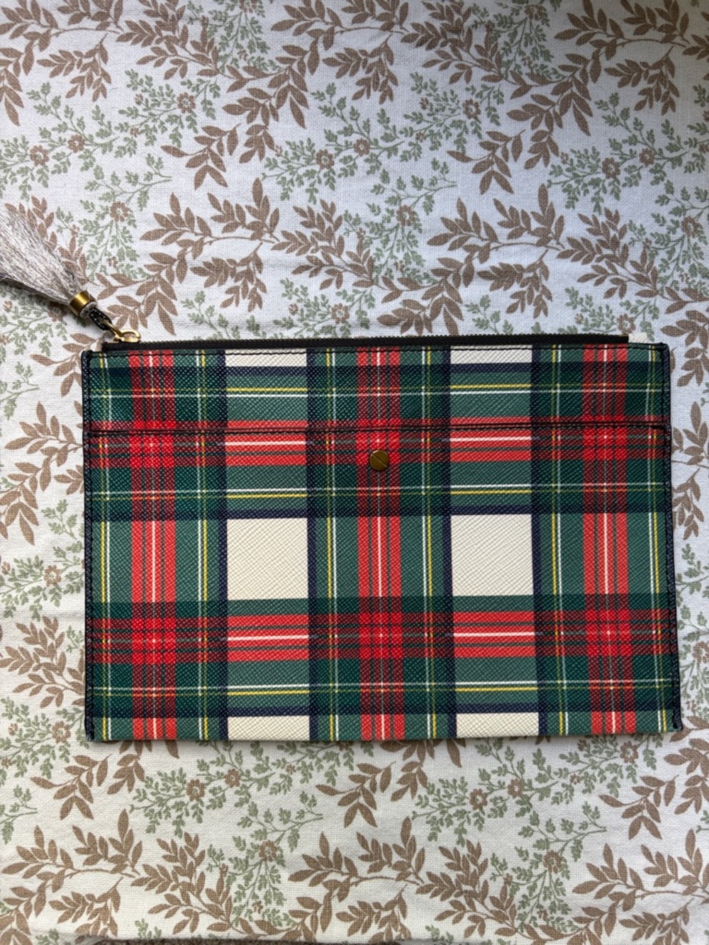 J. Crew Red Green Plaid Clutch Wristlet